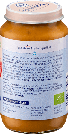 EKO kašica tjestenina u umaku od rajčice s mozzarellom, 8+ mj. babylove