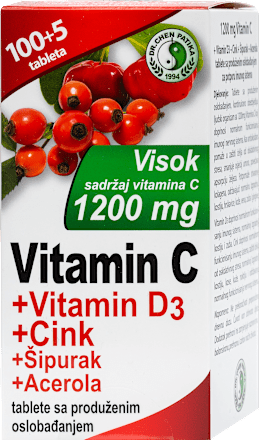 C-vitamin 1200 mg+D3+Cink+Šipurak+Acerola  DR CHEN PATIKA
