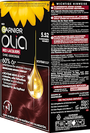 Dauerhafte Haarfarbe Red Lacquers Nr. 5.52 Glassy Merlot GARNIER olia