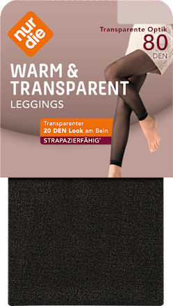 Leggings Warm & Transparent Strapazierfähig schwarz 80 DEN, Gr. 44-48 nur die