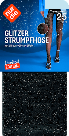 Glitzer Strumpfhose schwarz 25 DEN Transparent, Gr. 42/44 nur die