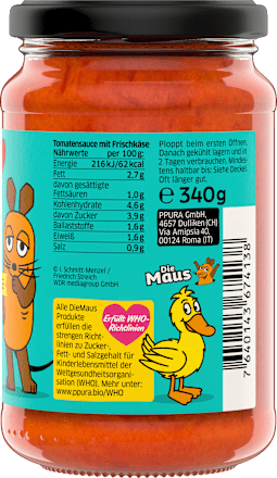 Tomatensoße mit cremigem Frischkäse für Kinder PPURA