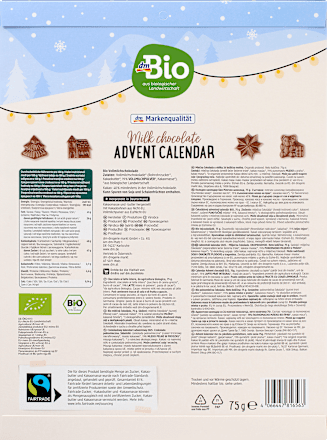 Advent kalendar - mlečna čokolada u obliku 24 božićna motiva dmBio