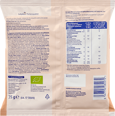 Bio mini almás-fahéjas puffasztott rizskorongok, 8. hónapos kortól babylove