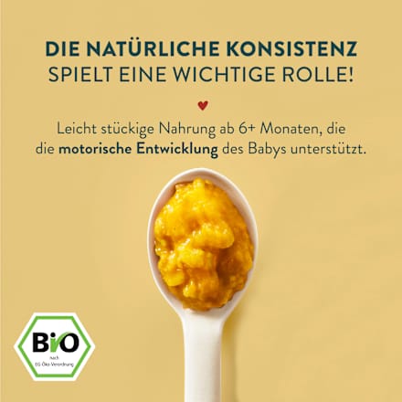 Menü Curry Reisgericht Karotte, Hähnchen, Kokos, Ingwer, ab 6 Monaten LoveMade Organics