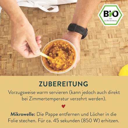 Menü Curry Reisgericht Karotte, Hähnchen, Kokos, Ingwer, ab 6 Monaten LoveMade Organics