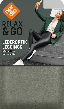 Leggings Relax & Go Lederoptik olive, Gr. 40/42 nur die
