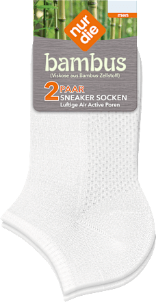 Bambus Sneaker Socken Herren weiß, Gr. 39 - 42 (2 Paar) nur der