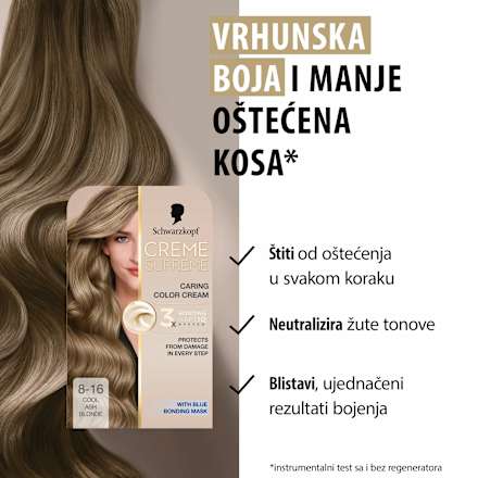 Boja za kosu Creme Supreme – 8-16 Cool Ash Light Blonde Schwarzkopf CREME SUPREME