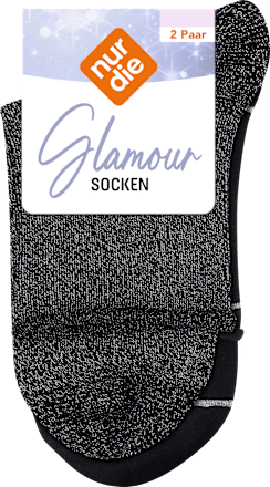 Socken Glamour schwarz, Gr. 35 – 38 (2 Paar) nur die