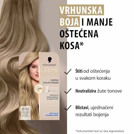 Boja za kosu Creme Supreme – 9-16 Cool Ash Very Light Blonde Schwarzkopf CREME SUPREME