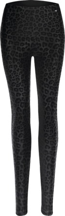 Leggings Relax & Go Lederoptik schwarz mit Leo-Muster, Gr. 36/38 nur die