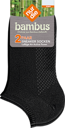 Bambus Sneaker Socken Herren schwarz, Gr. 43 – 46 (2 Paar) nur die