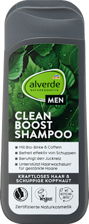 šampon na vlasy Clean Boost bříza & kofein alverde MEN