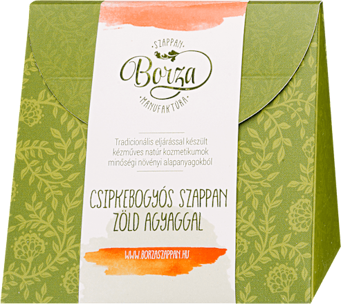 Csipkebogyós szappan zöld agyaggal díszdobozban Borza