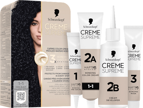barva na vlasy Creme Supreme 1-1 Chladná černá Schwarzkopf CREME SUPREME