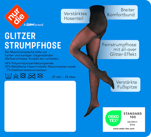 Glitzer Strumpfhose schwarz 25 DEN Transparent, Gr. 38/40 nur die