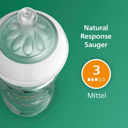 Babyflasche aus Glas Natural Response weiß, ab dem 3. Monat, 240ml PHILIPS AVENT