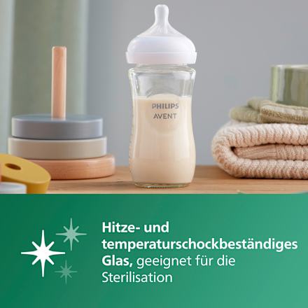 Babyflasche aus Glas Natural Response weiß, ab dem 3. Monat, 240ml PHILIPS AVENT