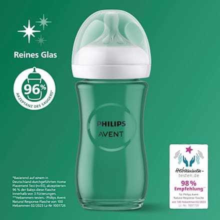 Babyflasche aus Glas Natural Response weiß, ab dem 3. Monat, 240ml PHILIPS AVENT