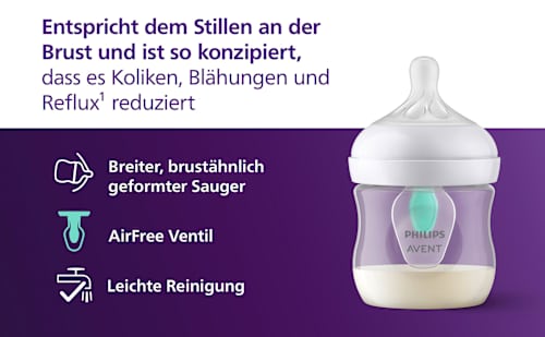 Babyflasche Natural Response AirFreeVentil, von Geburt an, 125ml  PHILIPS AVENT