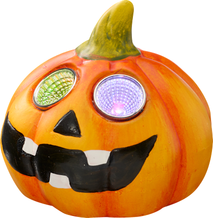 LED Keramik Kürbis mit Leuchtaugen, orange Dekorieren & Einrichten