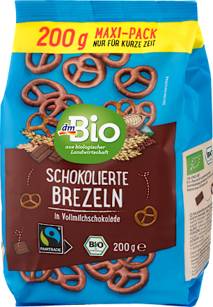Brezeln, schokoliert in Vollmilchschokolade dmBio