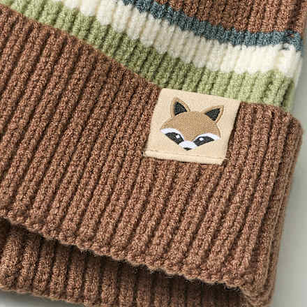 Mütze mit Viskose & Streifen-Muster, grün + braun, Gr. 50/51 PUSBLU