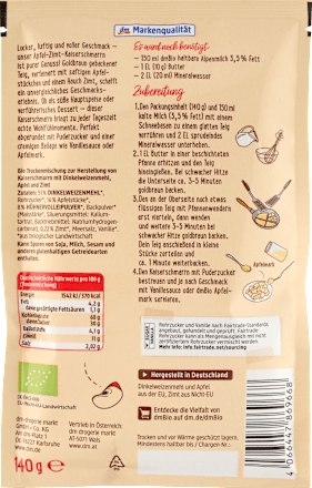 Preparato per il dolce austriaco con farina di farro, mela e cannella dmBio