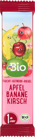 Barretta alla frutta con banana Bio, mela Bio e ciliegia Bio dmBio