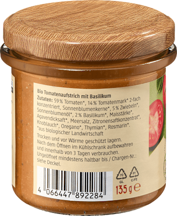 Bio paradicsomos kenyérfeltét bazsalikommal dmBio