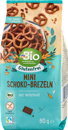 Bio luženi prigrizek oblit s polnomlečno čokolado, brez glutena dmBio