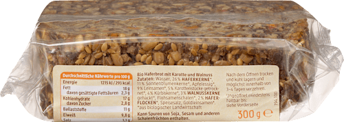 Brot, Das Pure Hafer mit Karotten & Walnüssen dmBio