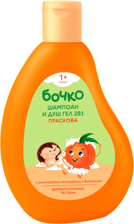 Детски шампоан и душ гел 2в1 Праскова бочко