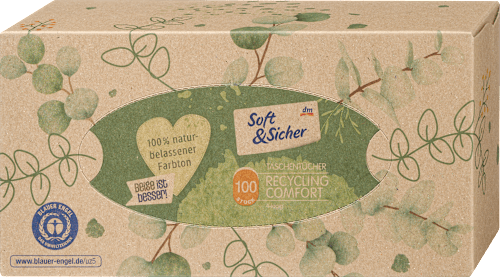 Taschentücher Box Recycling 4-lagig, sortiert Soft&Sicher