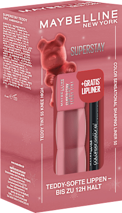 Lippenstift Super Stay Teddy Tint 55 Kneehigh & Gratis Lipliner Color Sensational 50 Dusty Rose MAYBELLINE NEW YORK