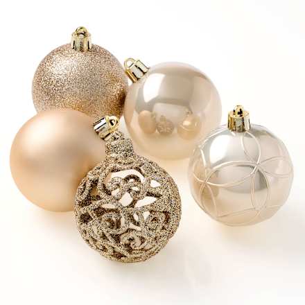 Kugel aus Kunststoff, gerillt geformt, glanz-matt-beglittert, perle Dekorieren & Einrichten