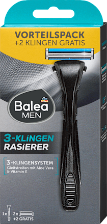 Brivnik s tremi rezili za mokro britje, 1 brivnik + 4 nadomestne glave Balea MEN
