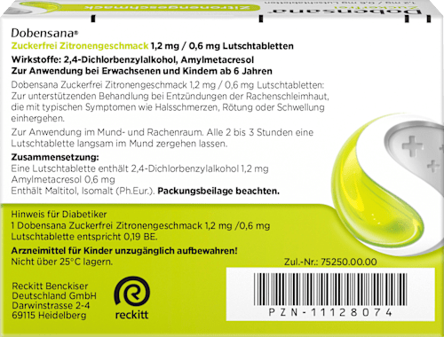 zuckerfrei Zitronengeschmack Lutschtabletten Dobensana