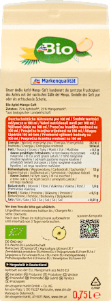 Direktsaft, Apfel-Mango mit Mangomark dmBio