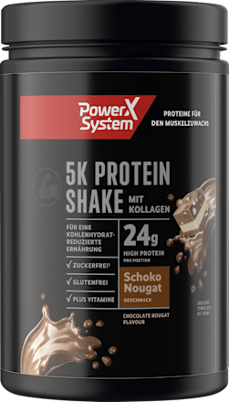 Proteinpulver, 5K Protein Shake Schoko Nougat Geschmack PowerX System