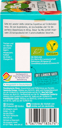 Bio čajna mešanica Popotovanje po deželah (20 × 2 g) dmBio