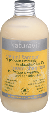 Kremni šampon za pogosto umivanje in občutljivo lasišče Naturavit