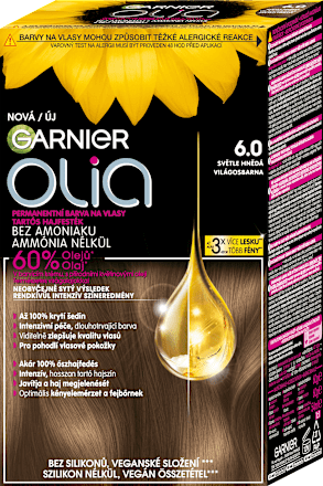 barva na vlasy 6.0 světle hnědá GARNIER olia
