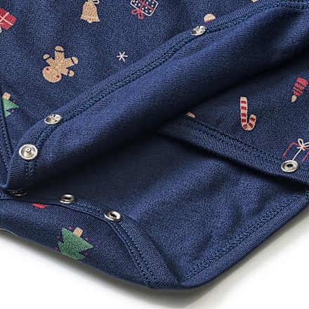 Set mit Wickelbody & Hose mit Weihnachts-Muster, blau, Gr. 50/56 ALANA