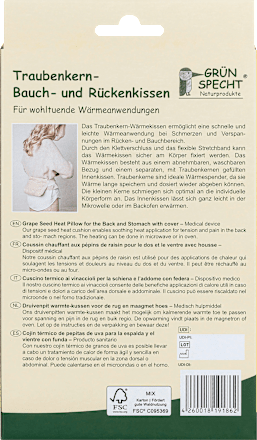 Traubenkern-Bauch- und Rückenkissen Grünspecht