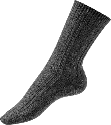 Socken mit Zopf-Muster und Wolle grau Gr. 39-42 Fascino