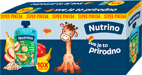 Voćna kaša - jabuke, kruške i banane sa žitaricama, od 6. meseca, 10x100g Nutrino