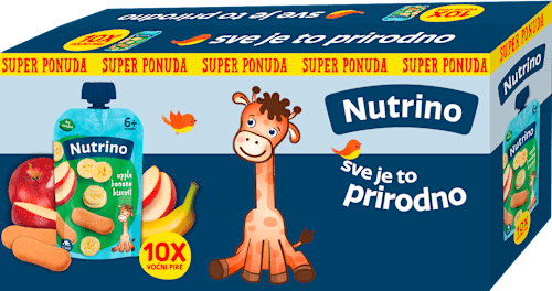 Voćna kaša - jabuke i banane sa keksom, od 6. meseca, 10x100g Nutrino