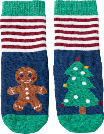 Stoppersocken mit Weihnachts-Motiv, blau & grün, Gr. 25/26 ALANA